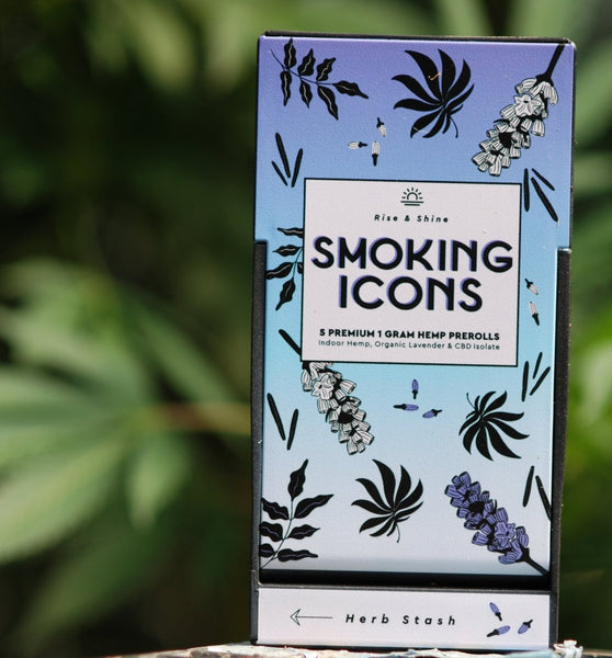 Smoking Icons Pre - Roll - Lavender Rise and Shine Smoke - CBD Isolate + Superwoman Flower - Flock & Field Naturals