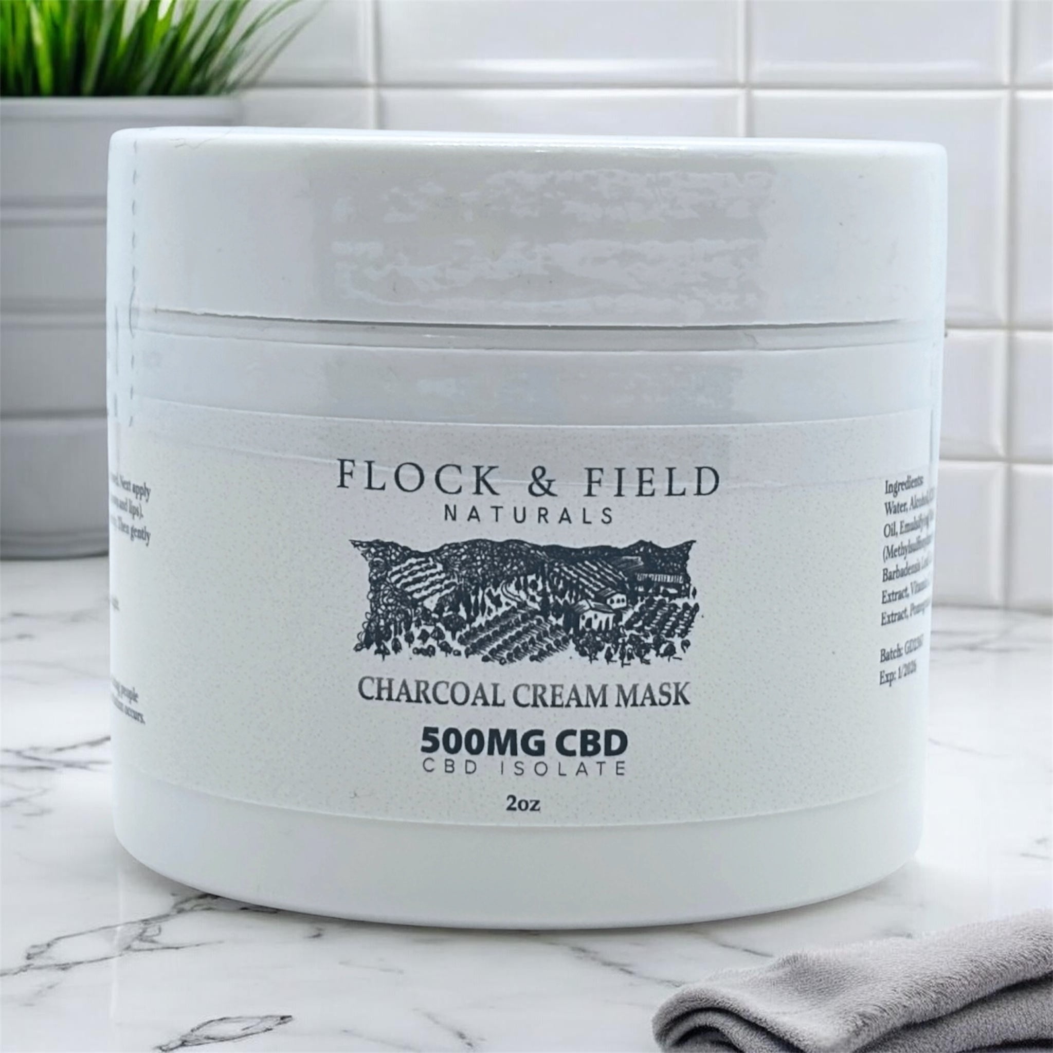 Charcoal Cream Mask - 500mg CBD Isolate - Flock & Field Naturals