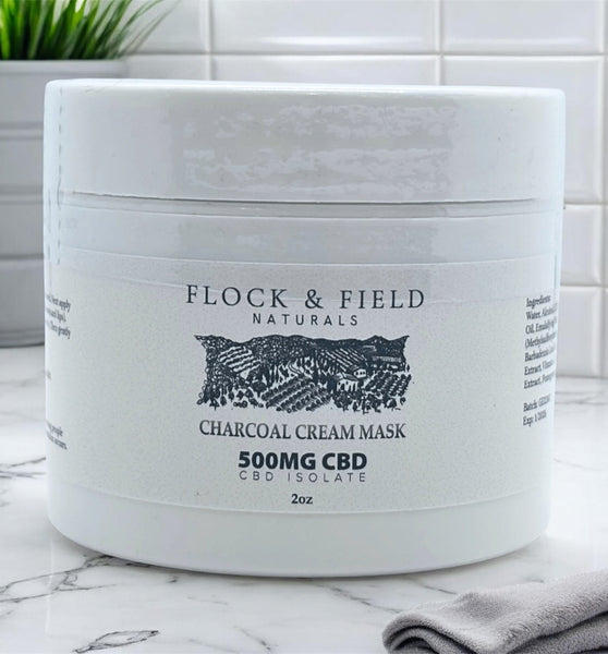 Charcoal Cream Mask - 500mg CBD Isolate - Flock & Field Naturals