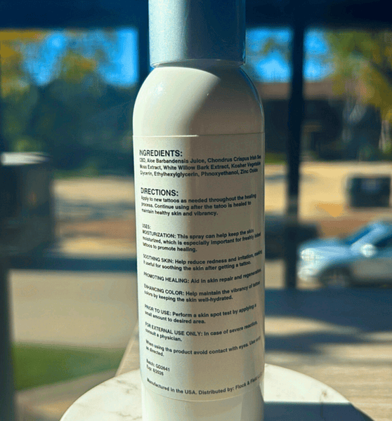 Tattoo Spray - Broad Spectrum CBD with Irish Sea Moss & White Willow Bark - Flock & Field Naturals